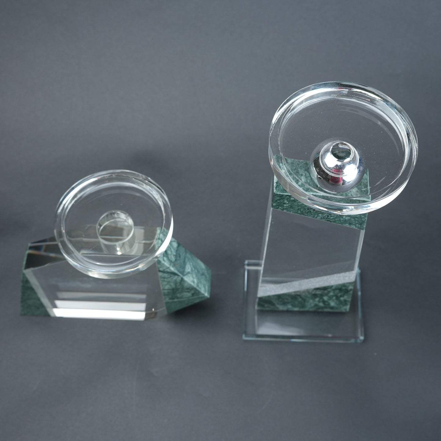 geometric candle holder green marble base modern