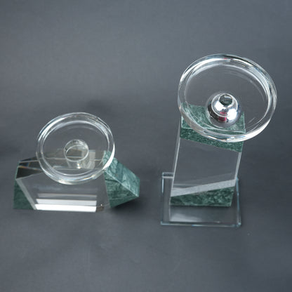 geometric candle holder green marble base modern