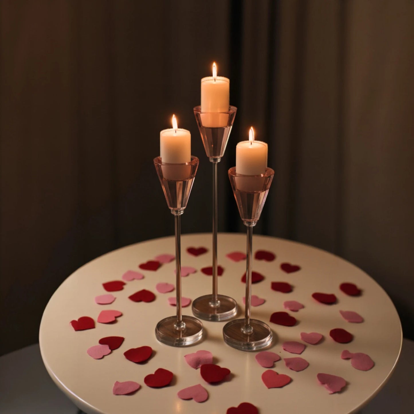 blush pink candle holder set of 3 chrome stand