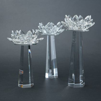 crystal lotus candle holder set of 3