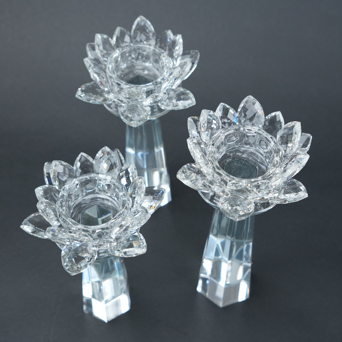 clear crystal lotus candle holders decor