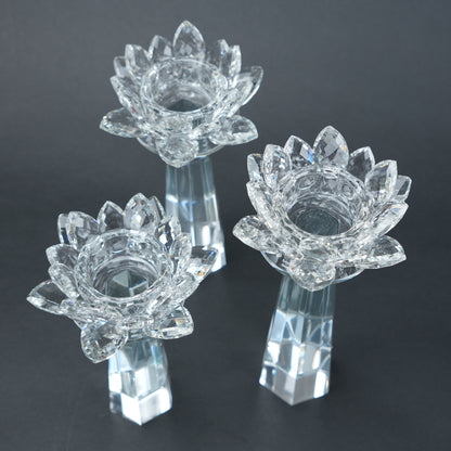 clear crystal lotus candle holders decor