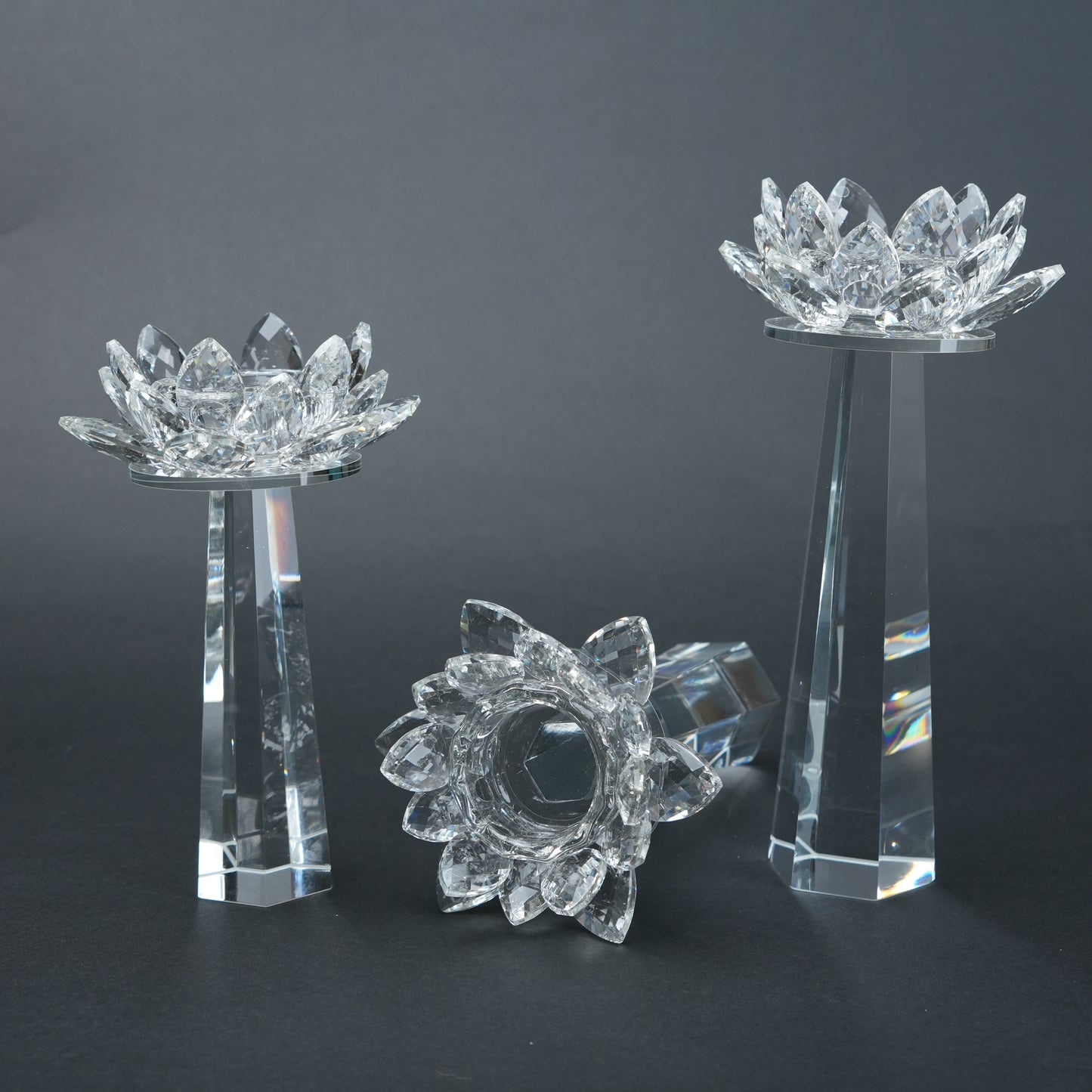 clear crystal lotus candle holders decor