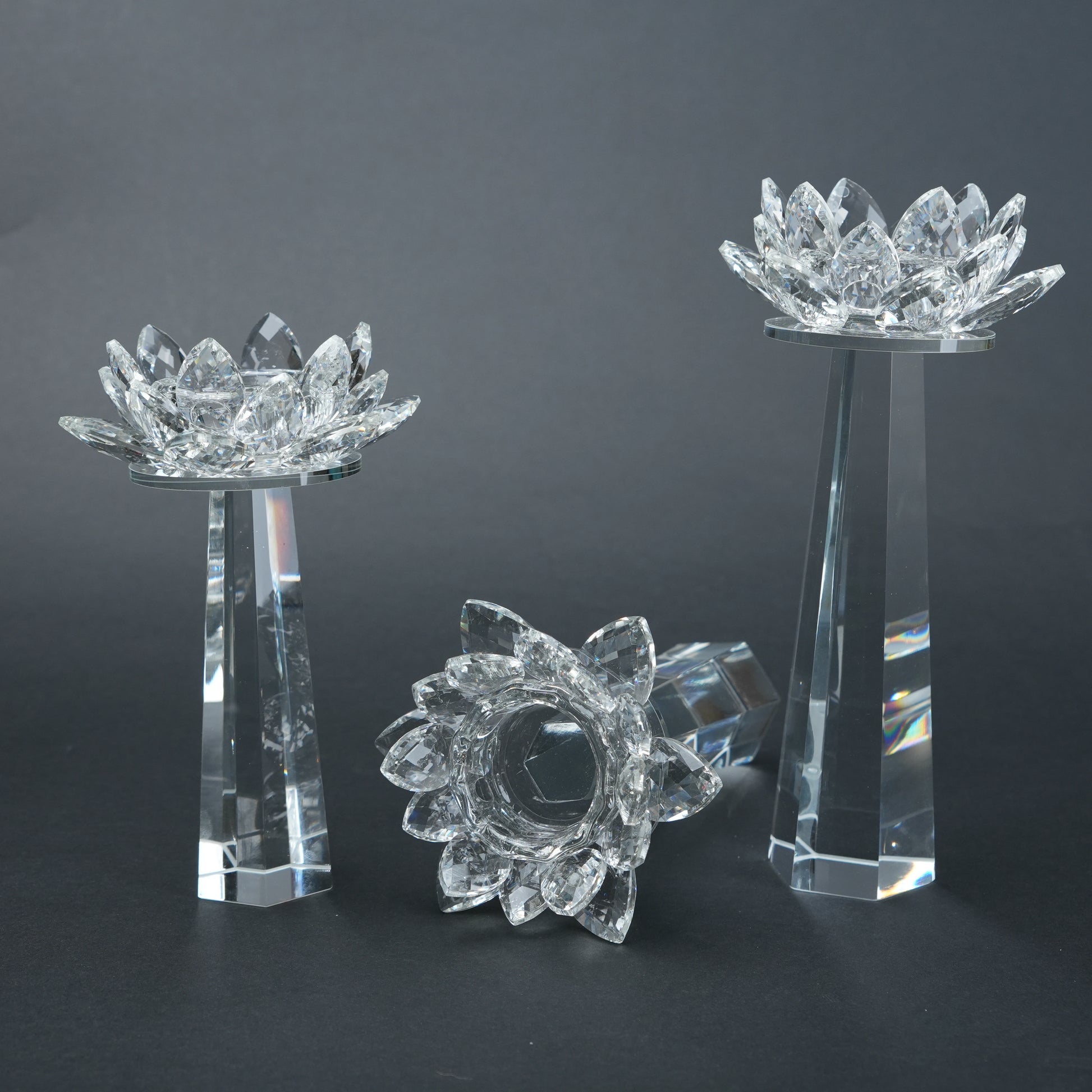 clear crystal lotus candle holders decor