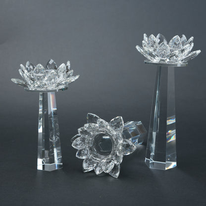 clear crystal lotus candle holders decor