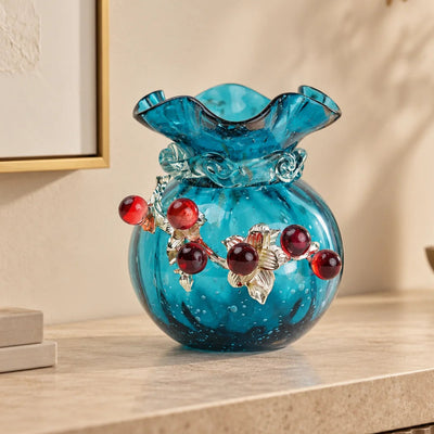 Aqua Bloom Glass Vase