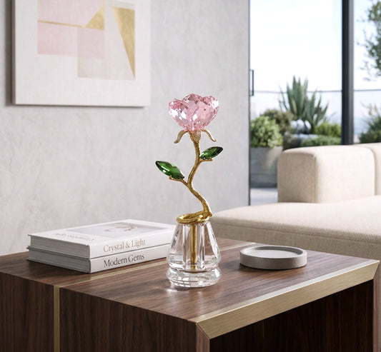 crystal flower decor gold base luxury accent