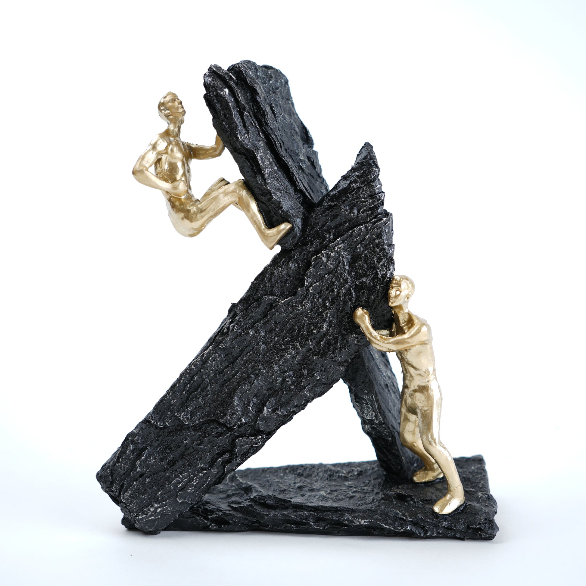 textured decor figurine with gold figures modern home styling