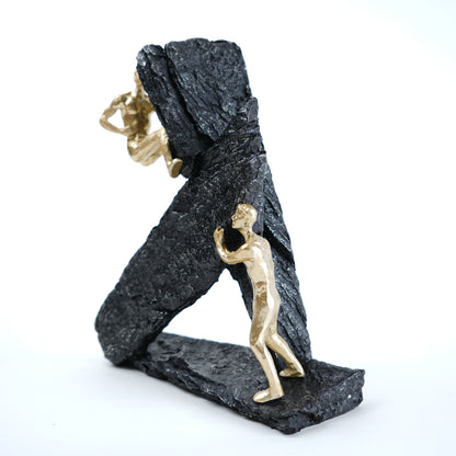 textured decor figurine with gold figures modern home styling