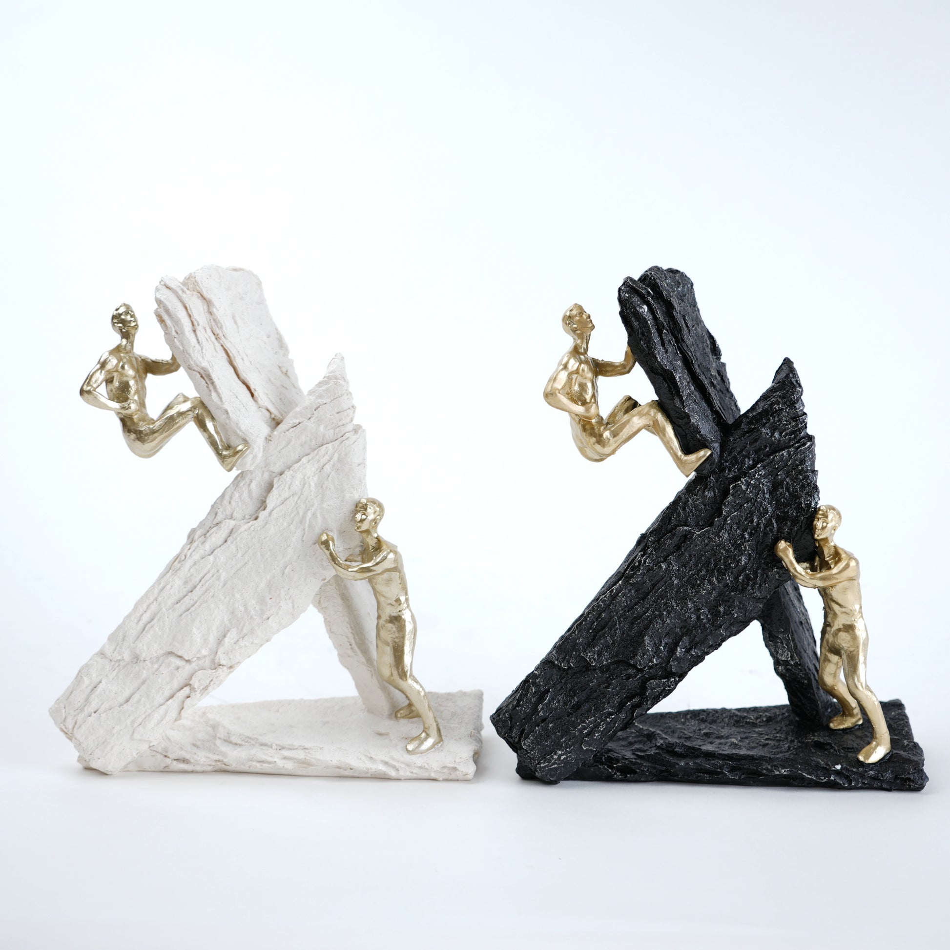 abstract decor figurine black and white textured base gold accents