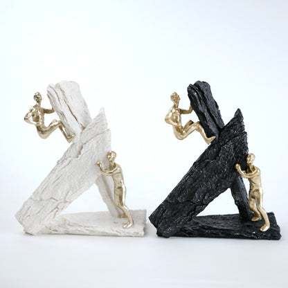 abstract decor figurine black and white textured base gold accents