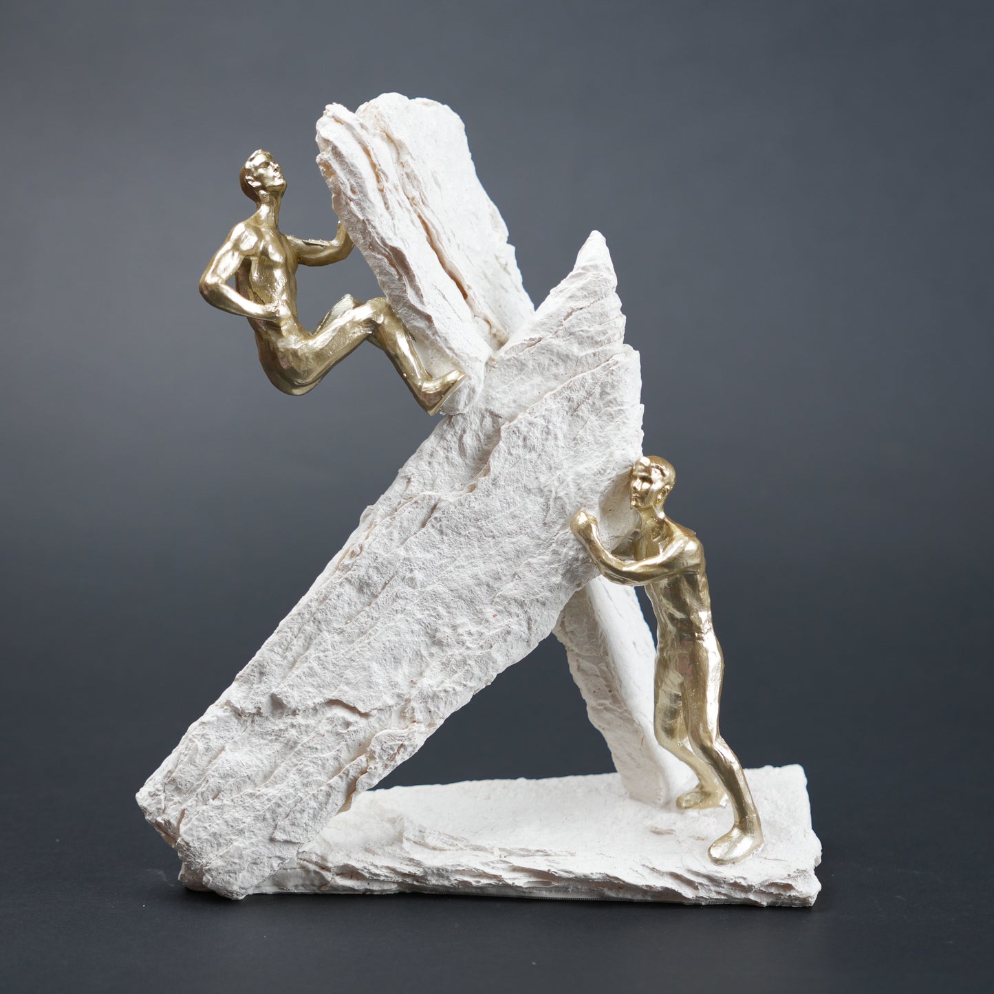 textured decor figurine with gold figures modern home styling