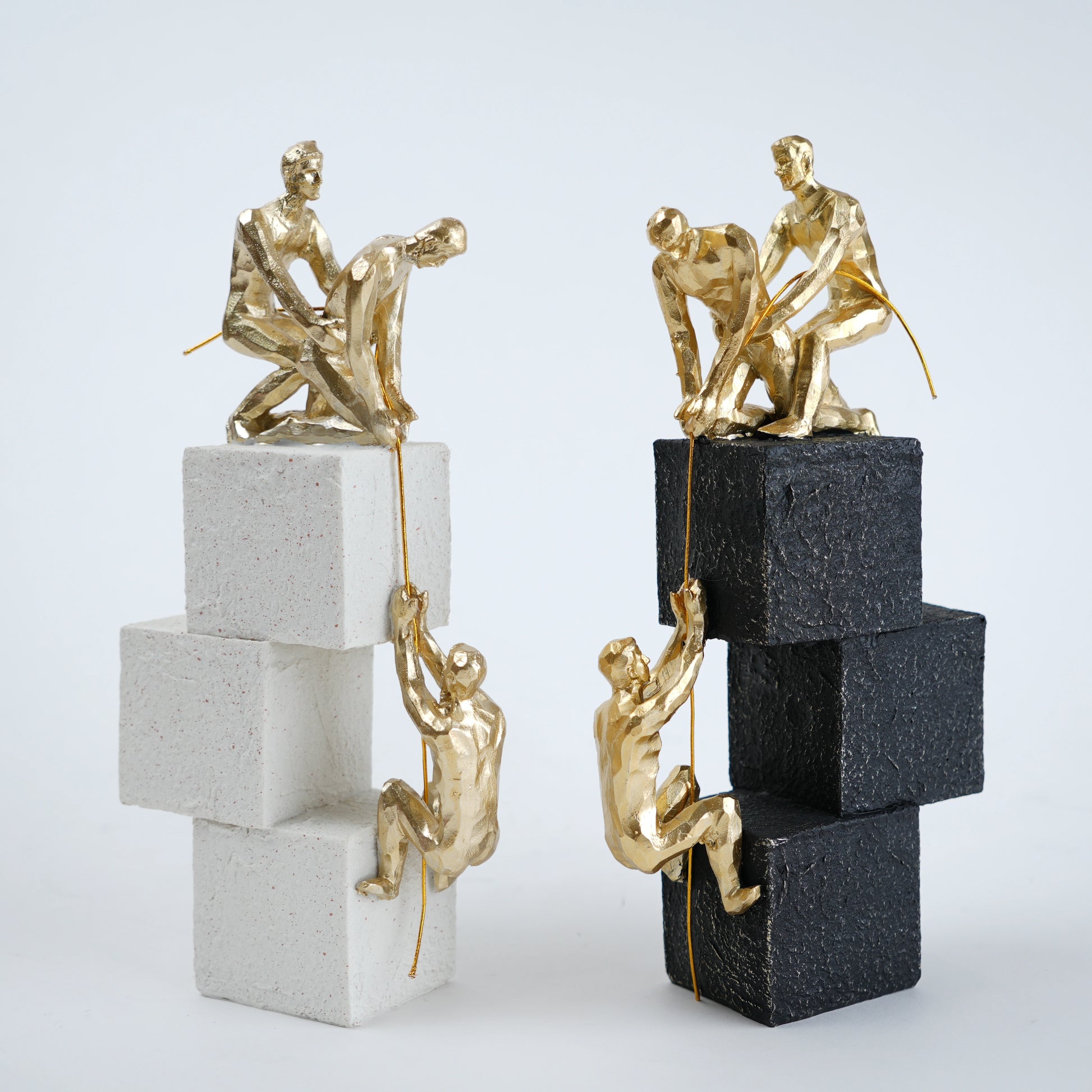 modern decor figurine textured white black gold human figures