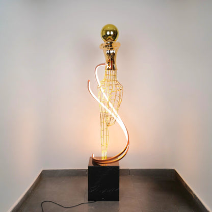 Sculptural Wireframe Floor Lamp detail of metal frame design