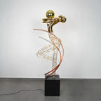 Sculptural Wireframe Floor Lamp styled corner lighting setup