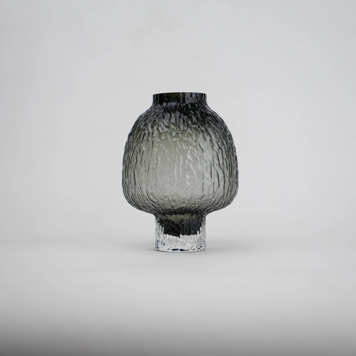 olive charcoal textured glass vase with ripple pattern