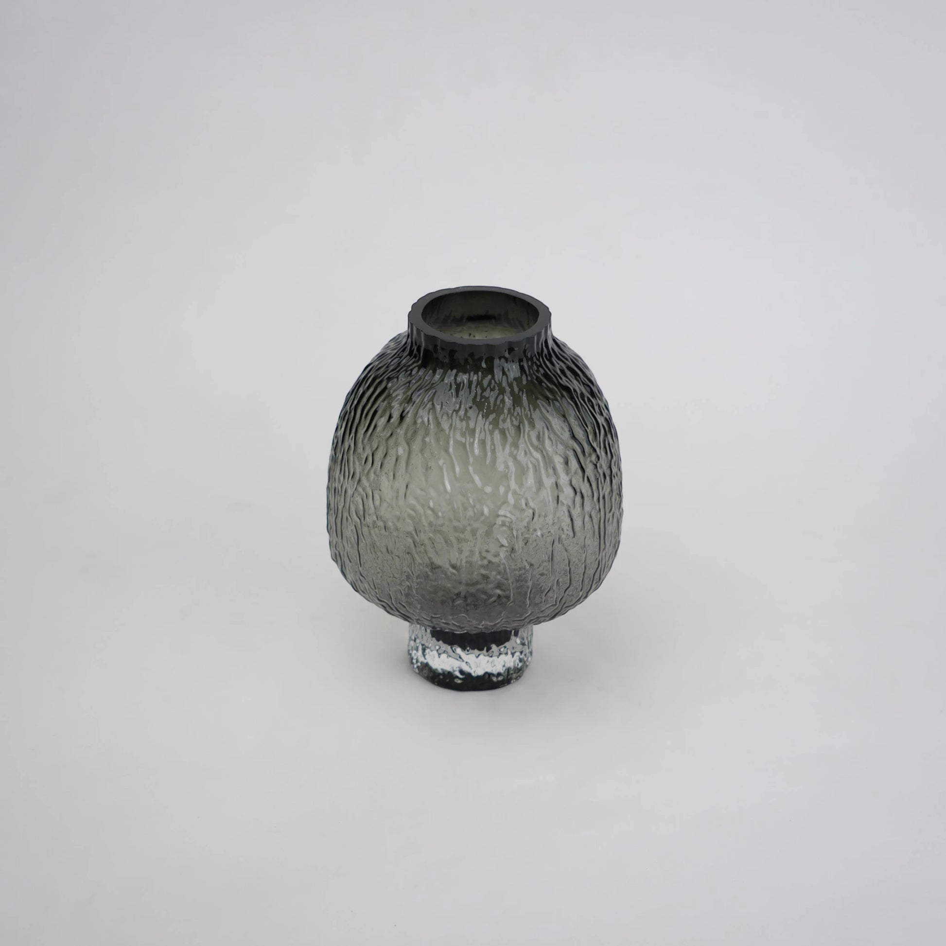 olive charcoal textured glass vase with ripple pattern