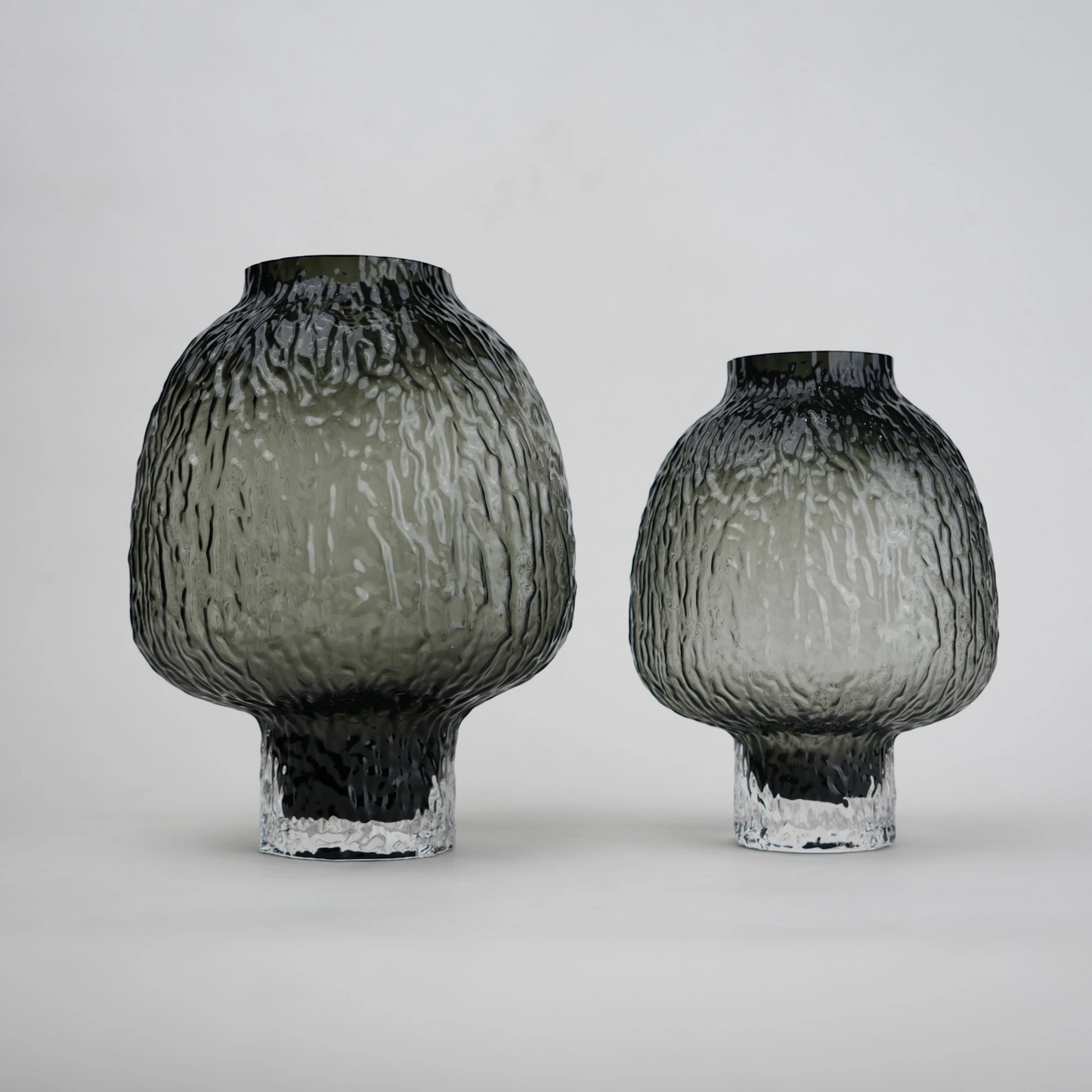 olive charcoal textured glass vase with ripple pattern