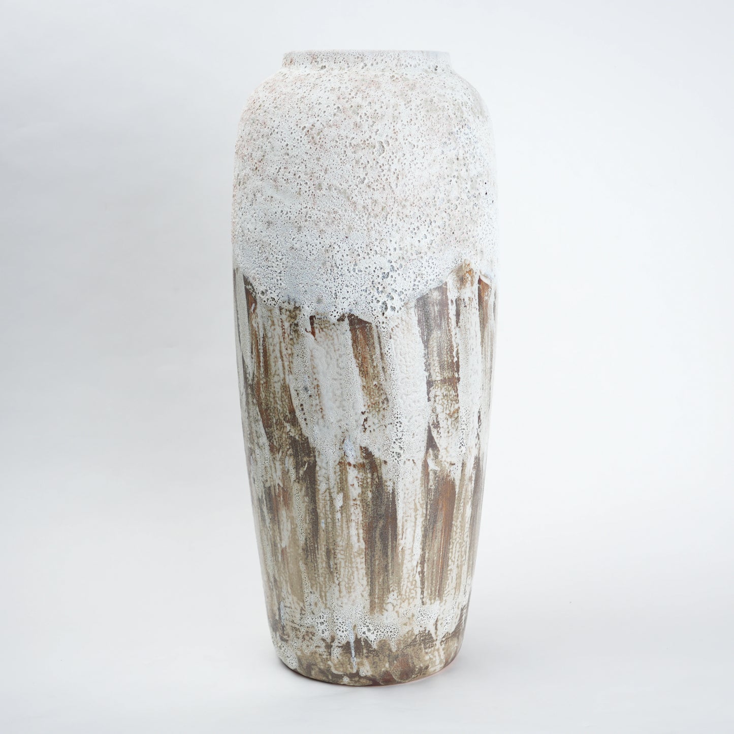 Textured ceramic decorative vases with hand-painted mountain landscape artwork in three sculptural shapes