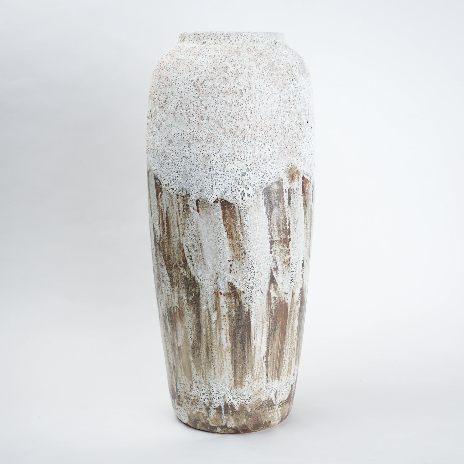 Textured ceramic decorative vases with hand-painted mountain landscape artwork in three sculptural shapes