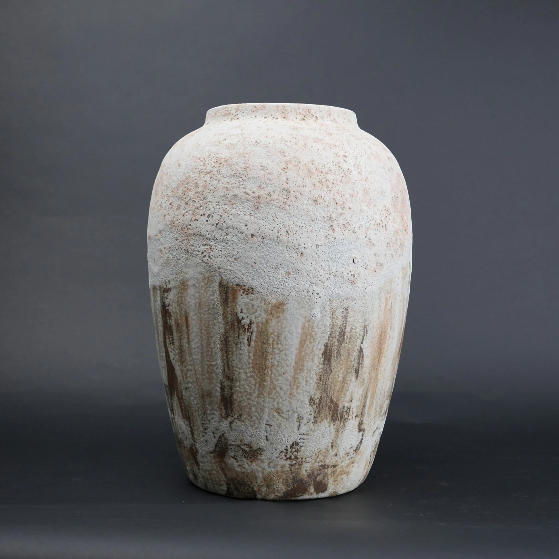 Textured ceramic decorative vases with hand-painted mountain landscape artwork in three sculptural shapes