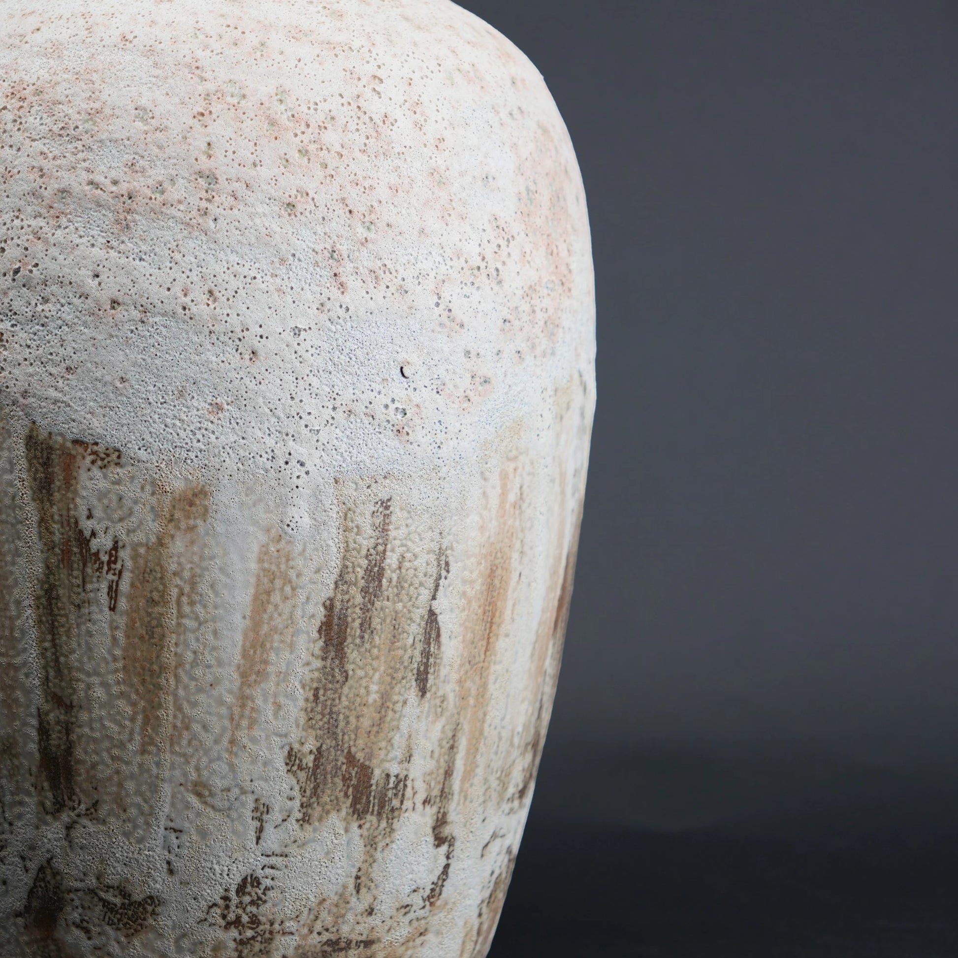 Textured ceramic decorative vases with hand-painted mountain landscape artwork in three sculptural shapes