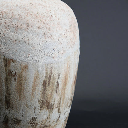 Textured ceramic decorative vases with hand-painted mountain landscape artwork in three sculptural shapes