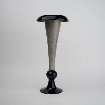 flared rim speckle glass vase in black grey
