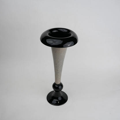 flared rim speckle glass vase in black grey