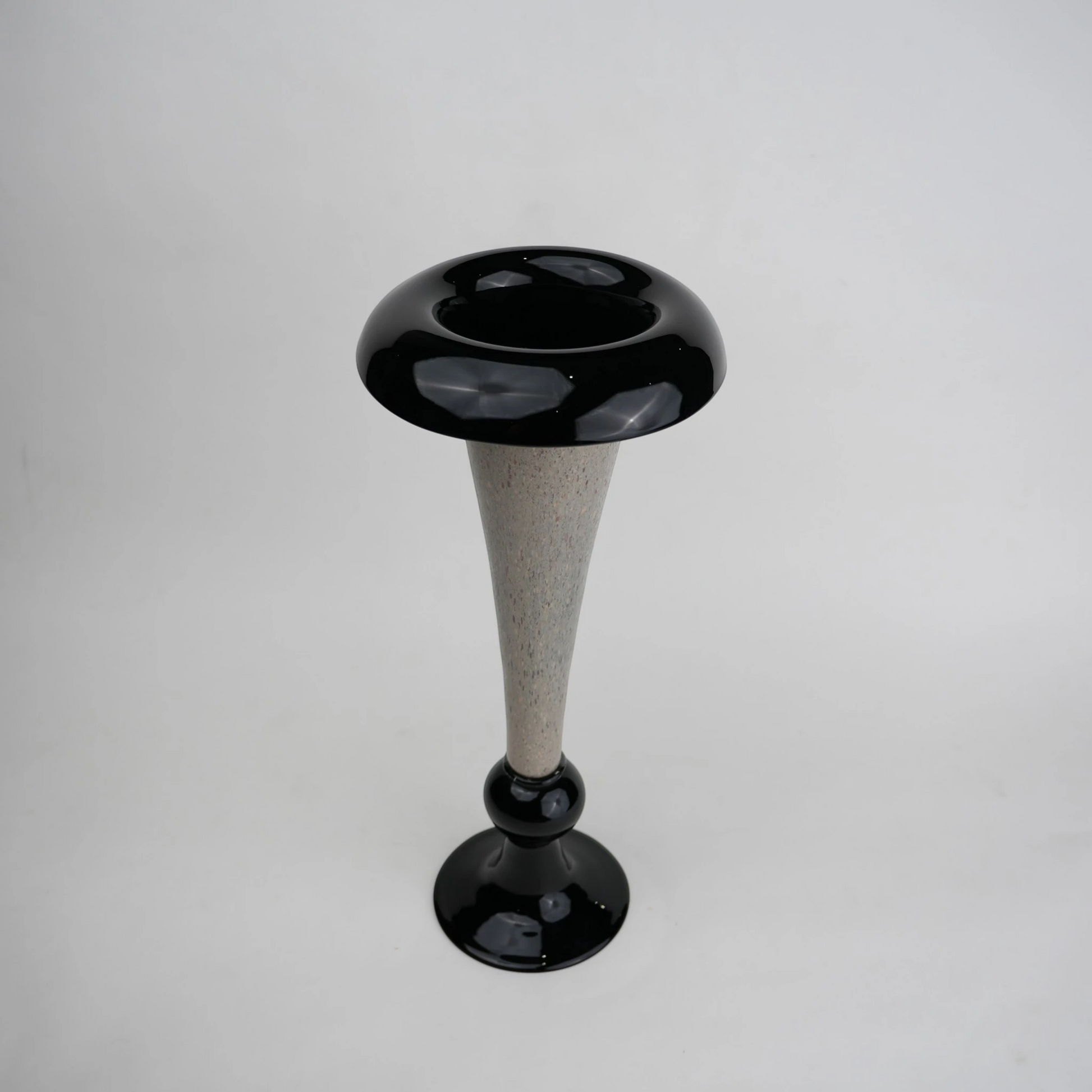 flared rim speckle glass vase in black grey