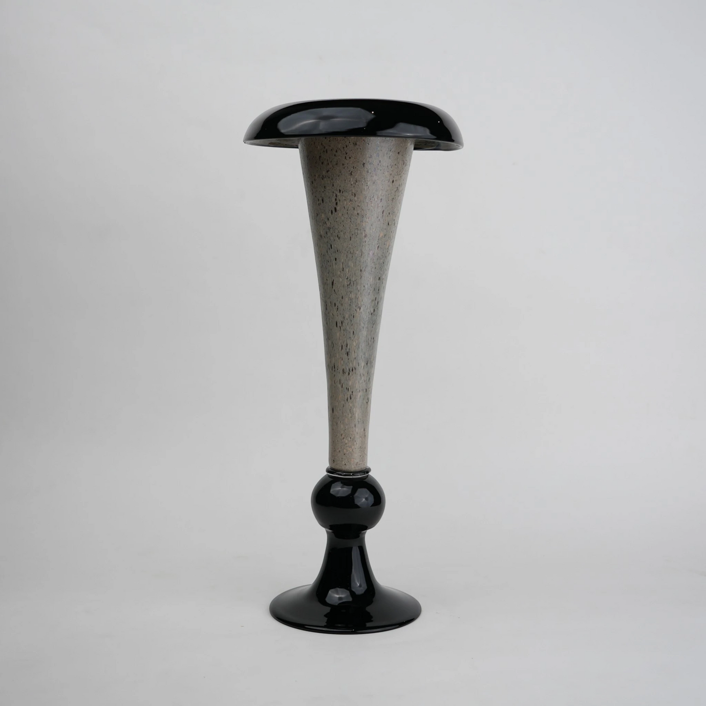 flared rim speckle glass vase in black grey