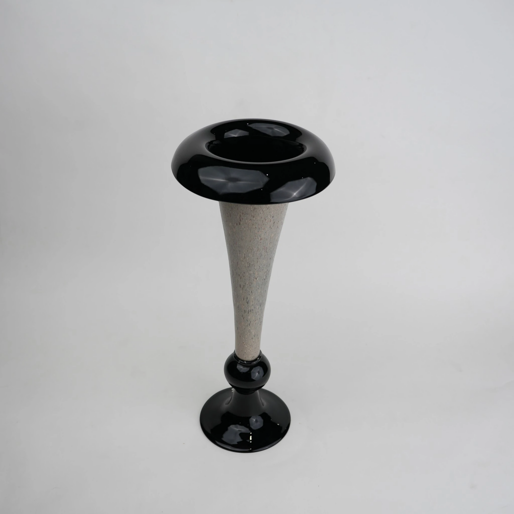 flared rim speckle glass vase in black grey