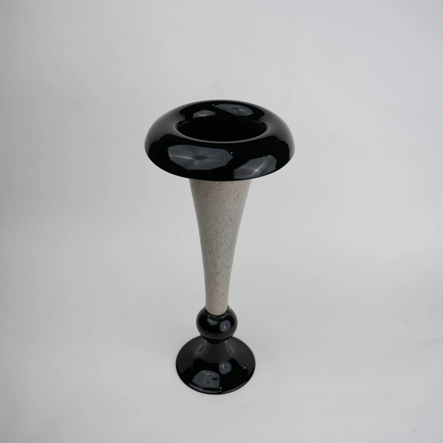flared rim speckle glass vase in black grey