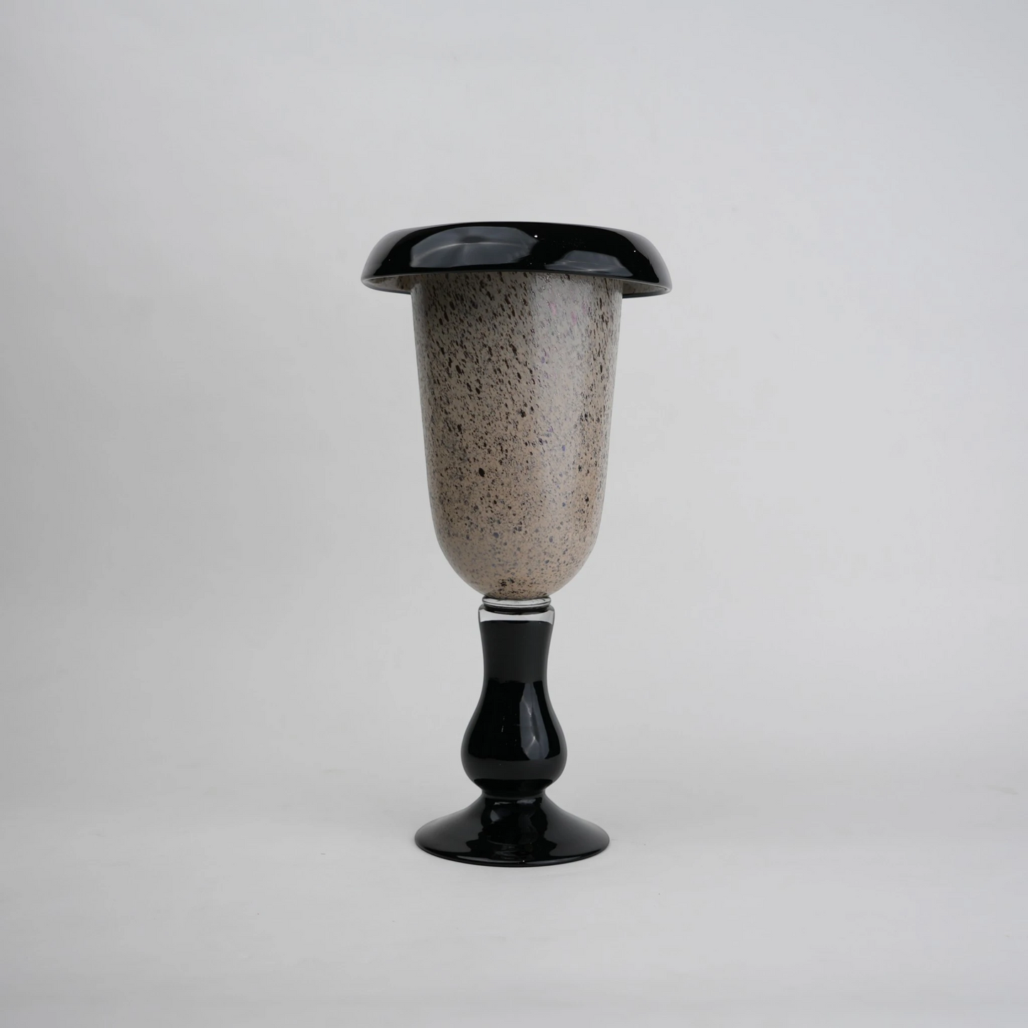 flared rim speckle glass vase in black grey