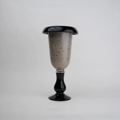 flared rim speckle glass vase in black grey