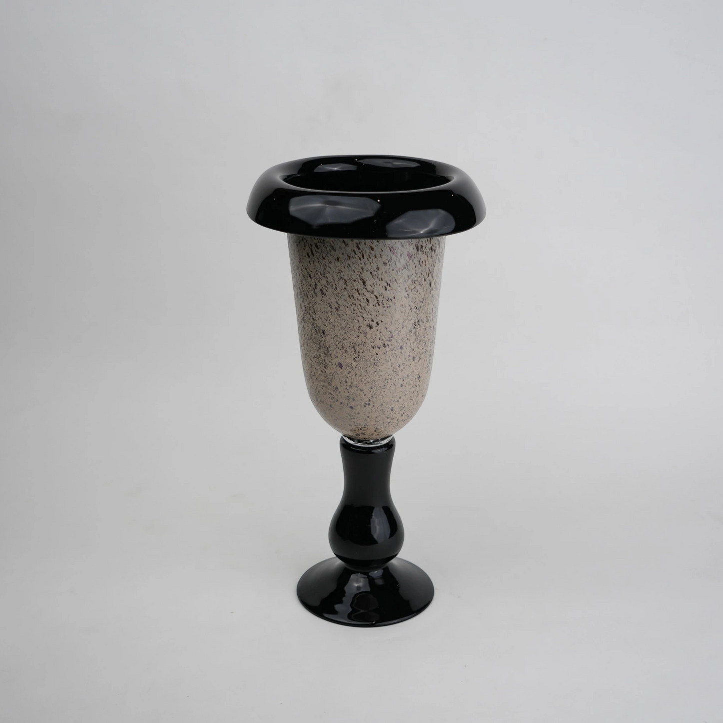 flared rim speckle glass vase in black grey