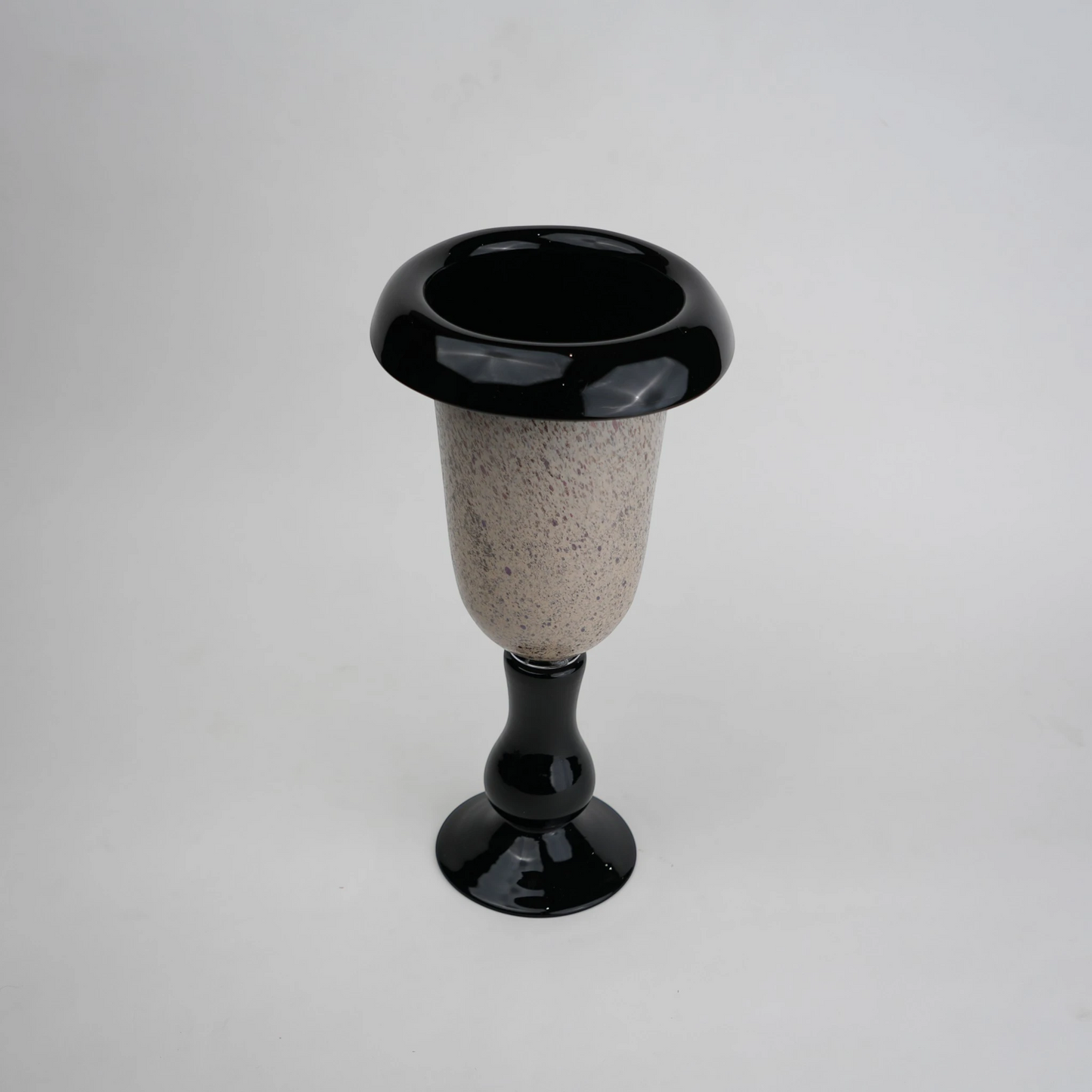 flared rim speckle glass vase in black grey