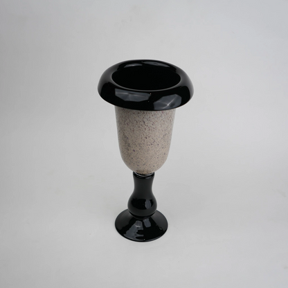 flared rim speckle glass vase in black grey