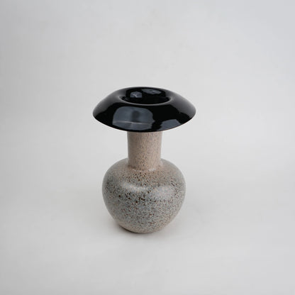flared rim speckle glass vase in black grey