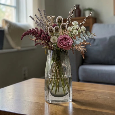 Curved Grey Glass Vase