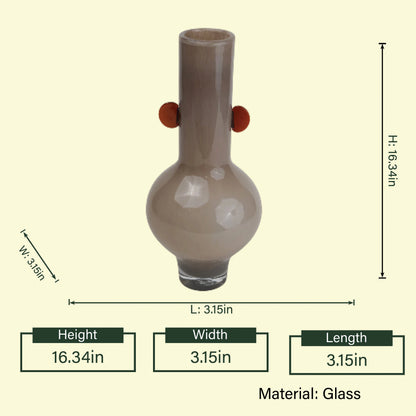 Beige accent bud vase scale diagram, 16in