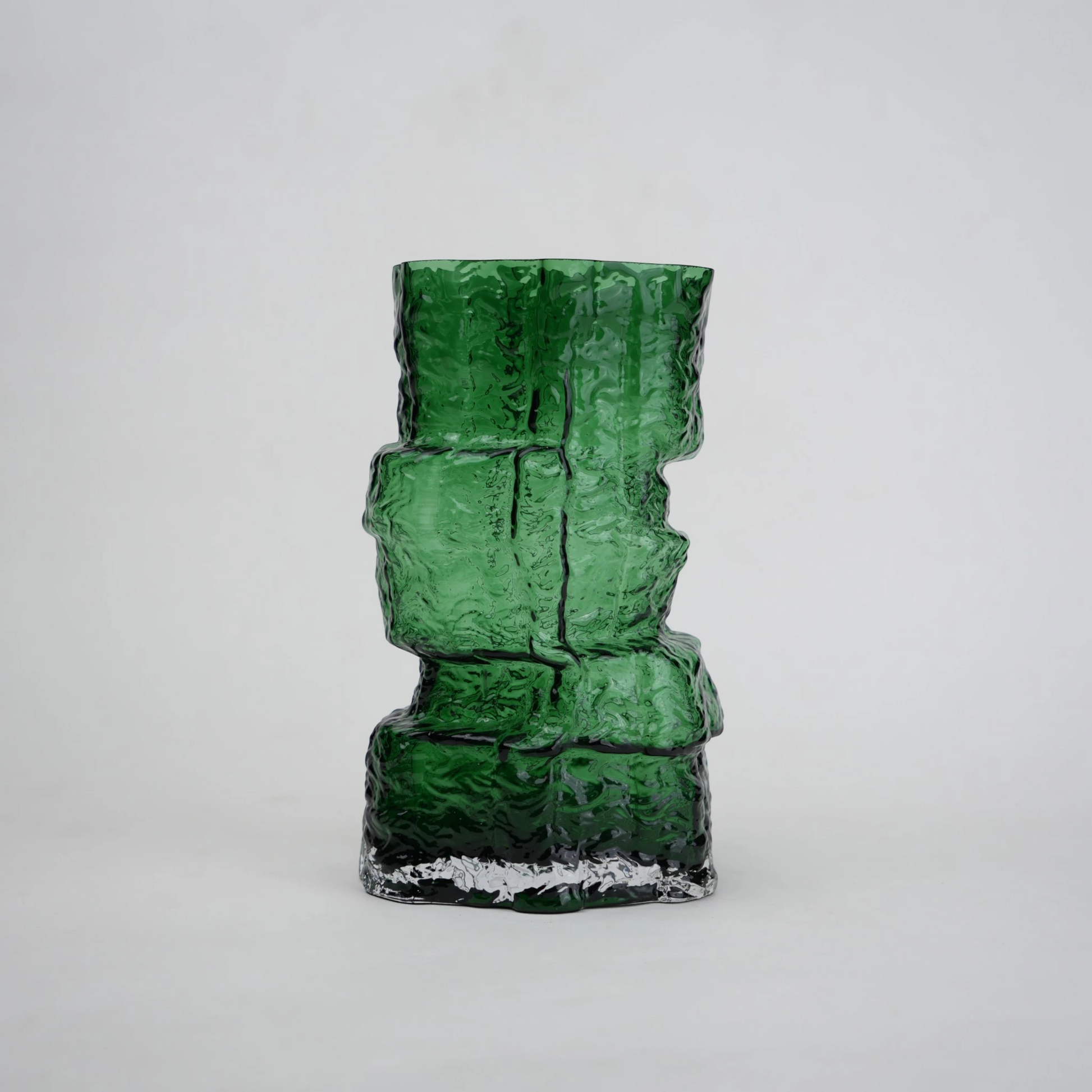 rock form deep green glass decorative vase