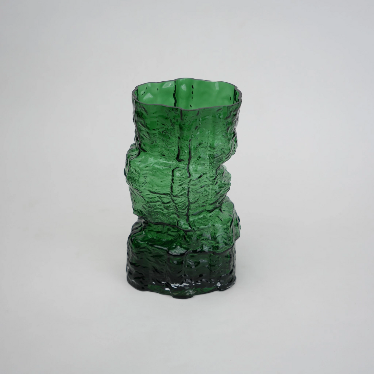 rock form deep green glass decorative vase