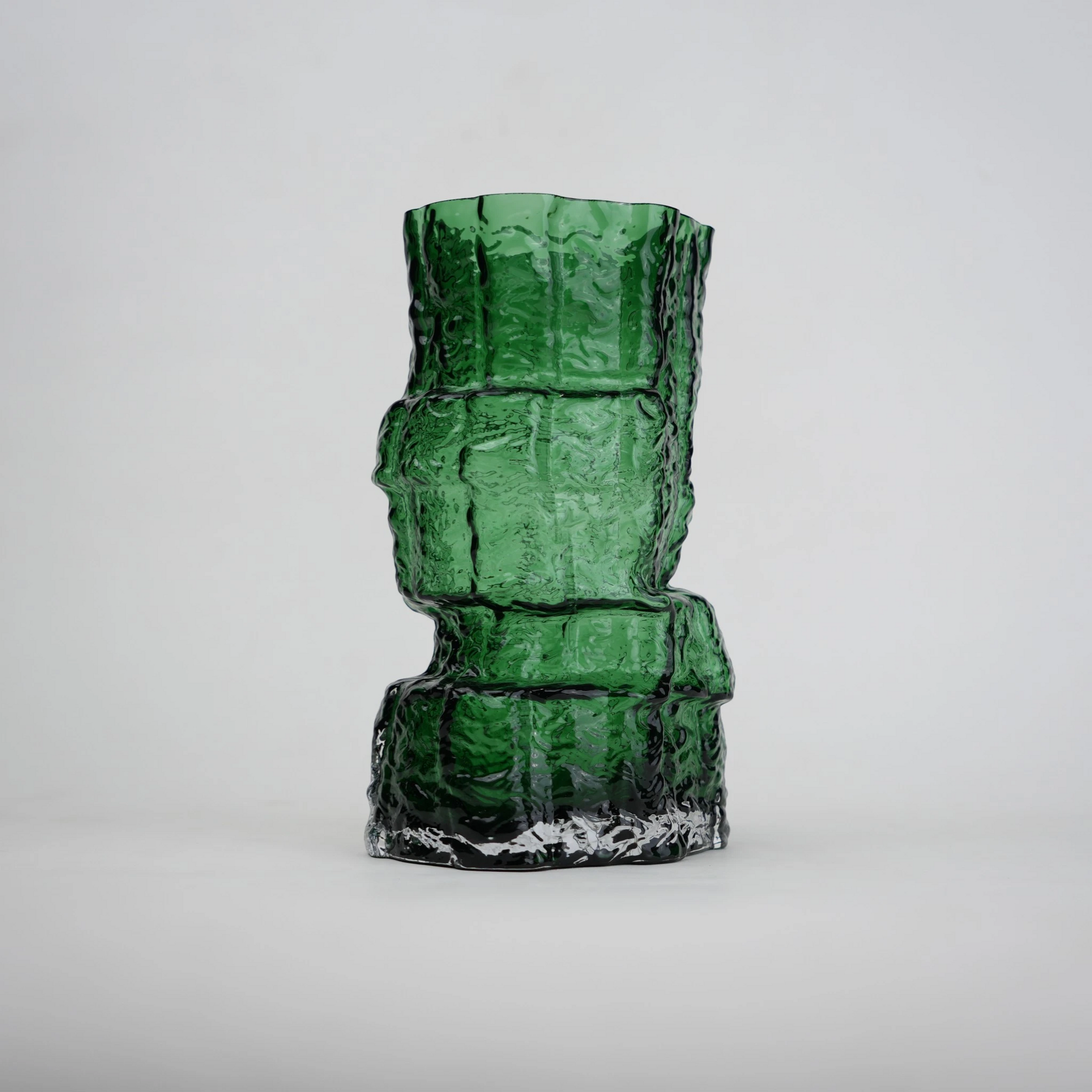 rock form deep green glass decorative vase