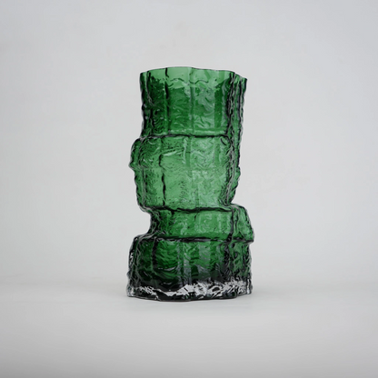 rock form deep green glass decorative vase
