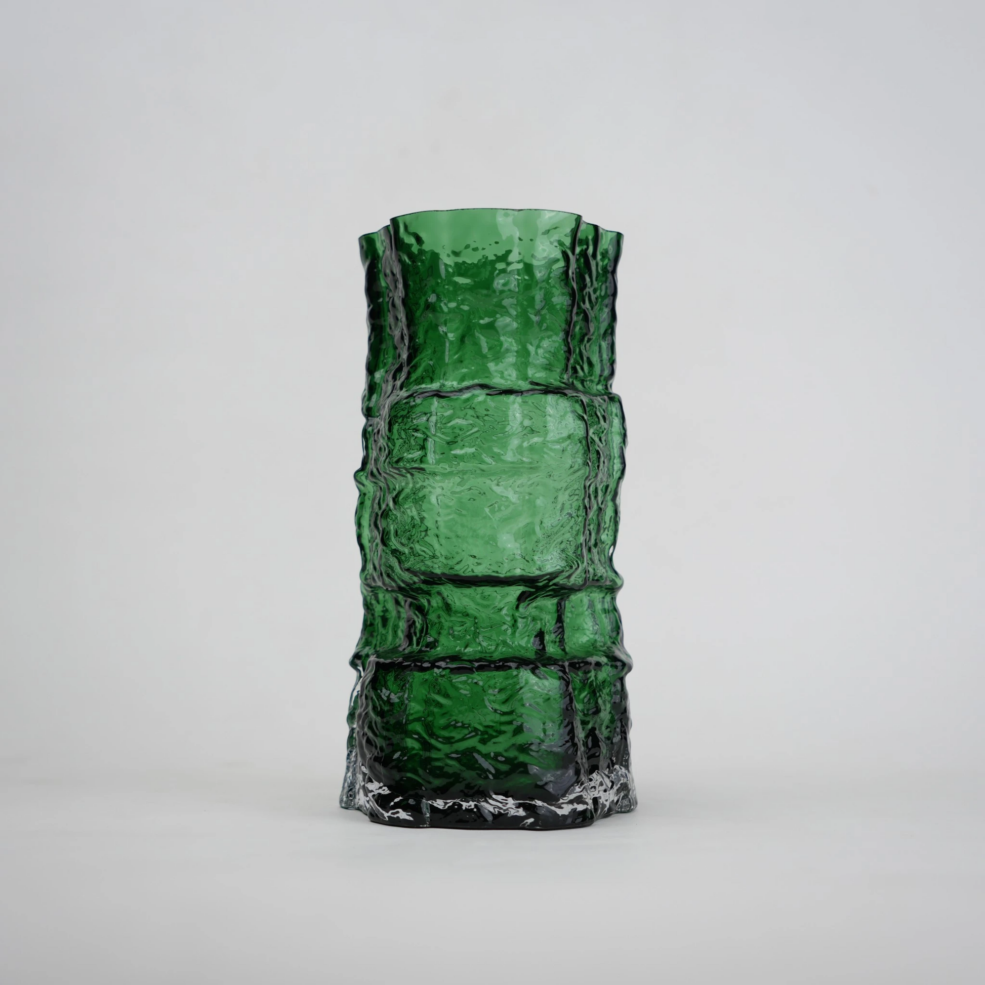 rock form deep green glass decorative vase