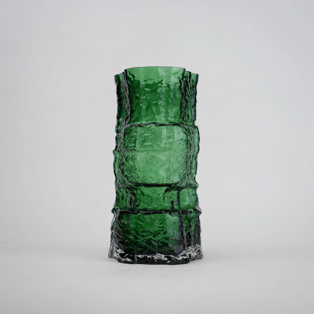 rock form deep green glass decorative vase