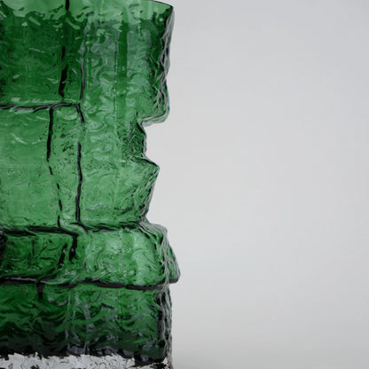 rock form deep green glass decorative vase