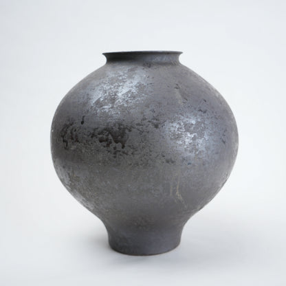 Two gray ceramic vases for styling flowers in living room, coffee tables or consoles