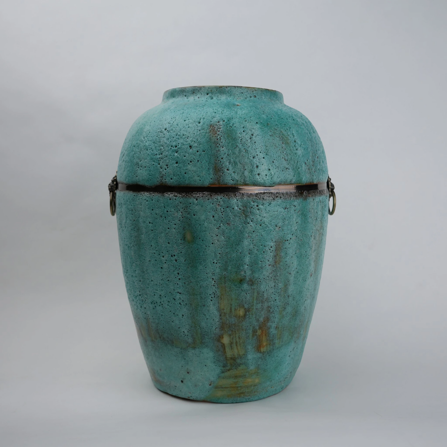 turquoise patina ceramic jar vase